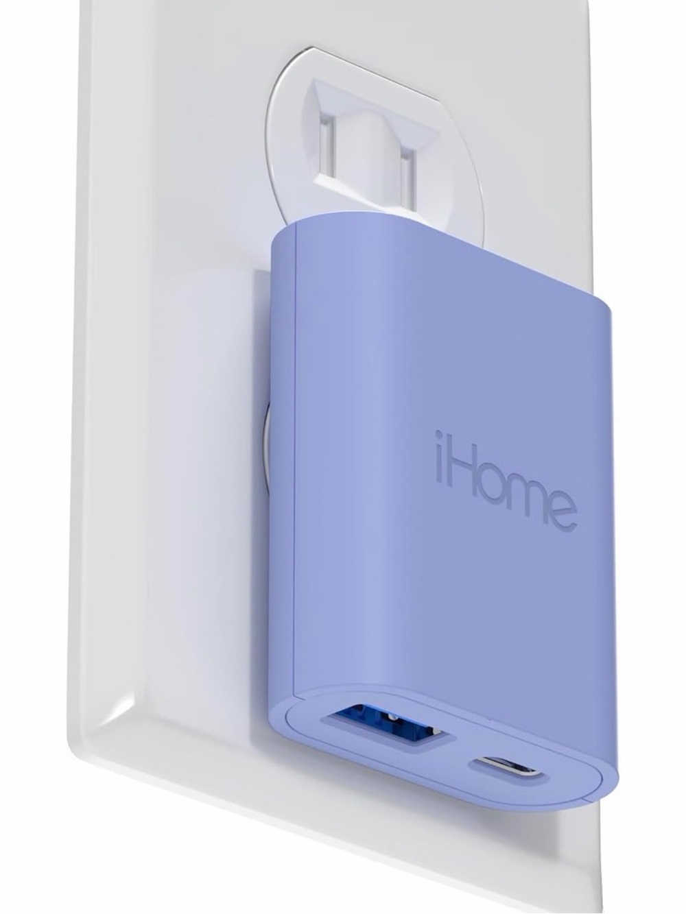 ⚡️ iHome 20W Dual Port USB-C and USB-A Wall Charger Travel Adapter Lilac Purple